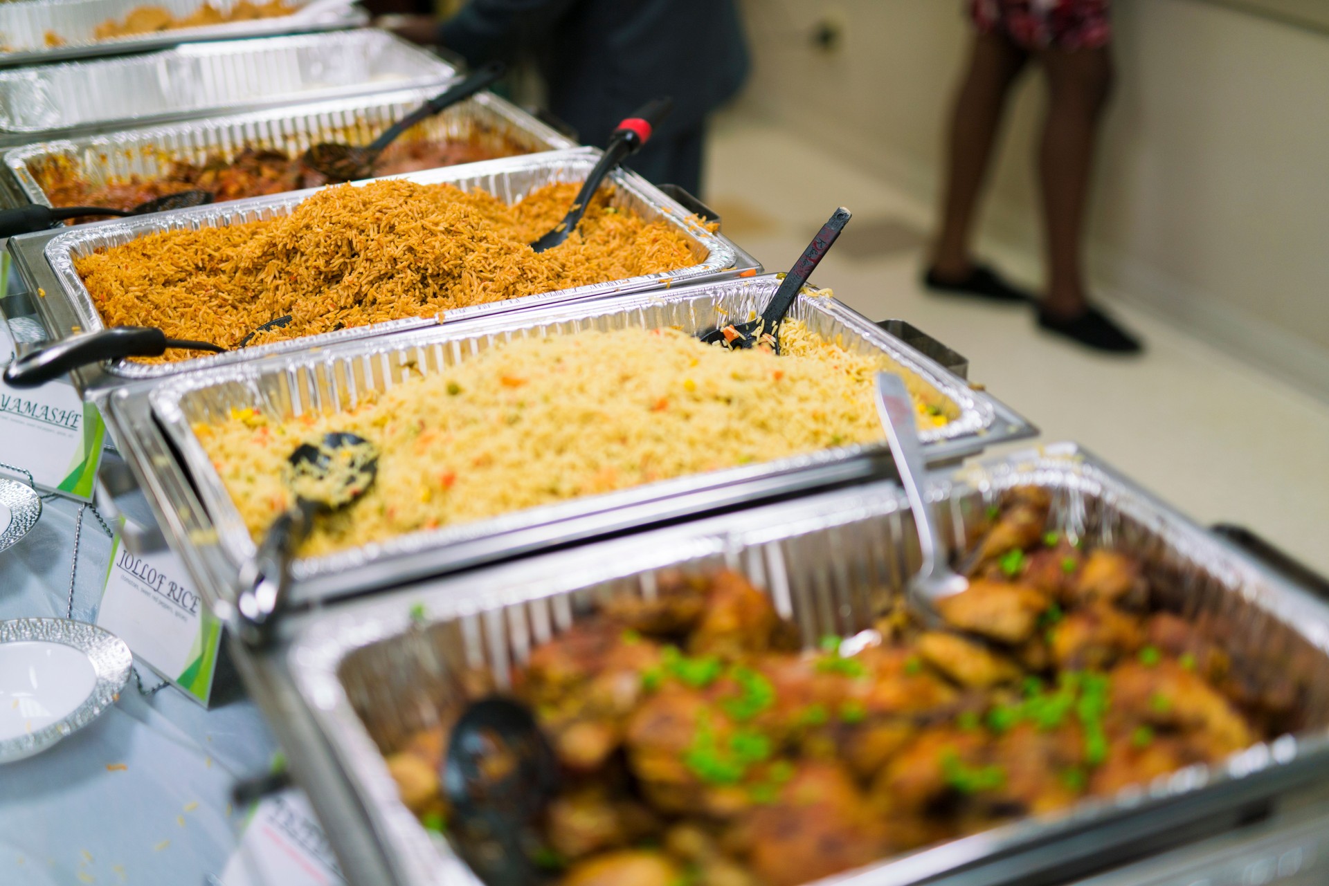 Buffet of Nigerian Food at newborn dedication